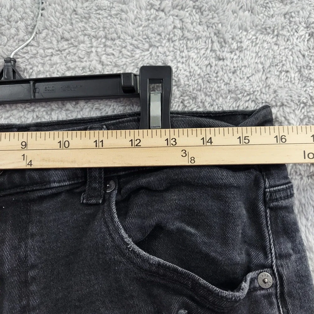 Aeropostale‎ Mom Short Women 12 Black Distressed High Waisted Raw Hem Denim